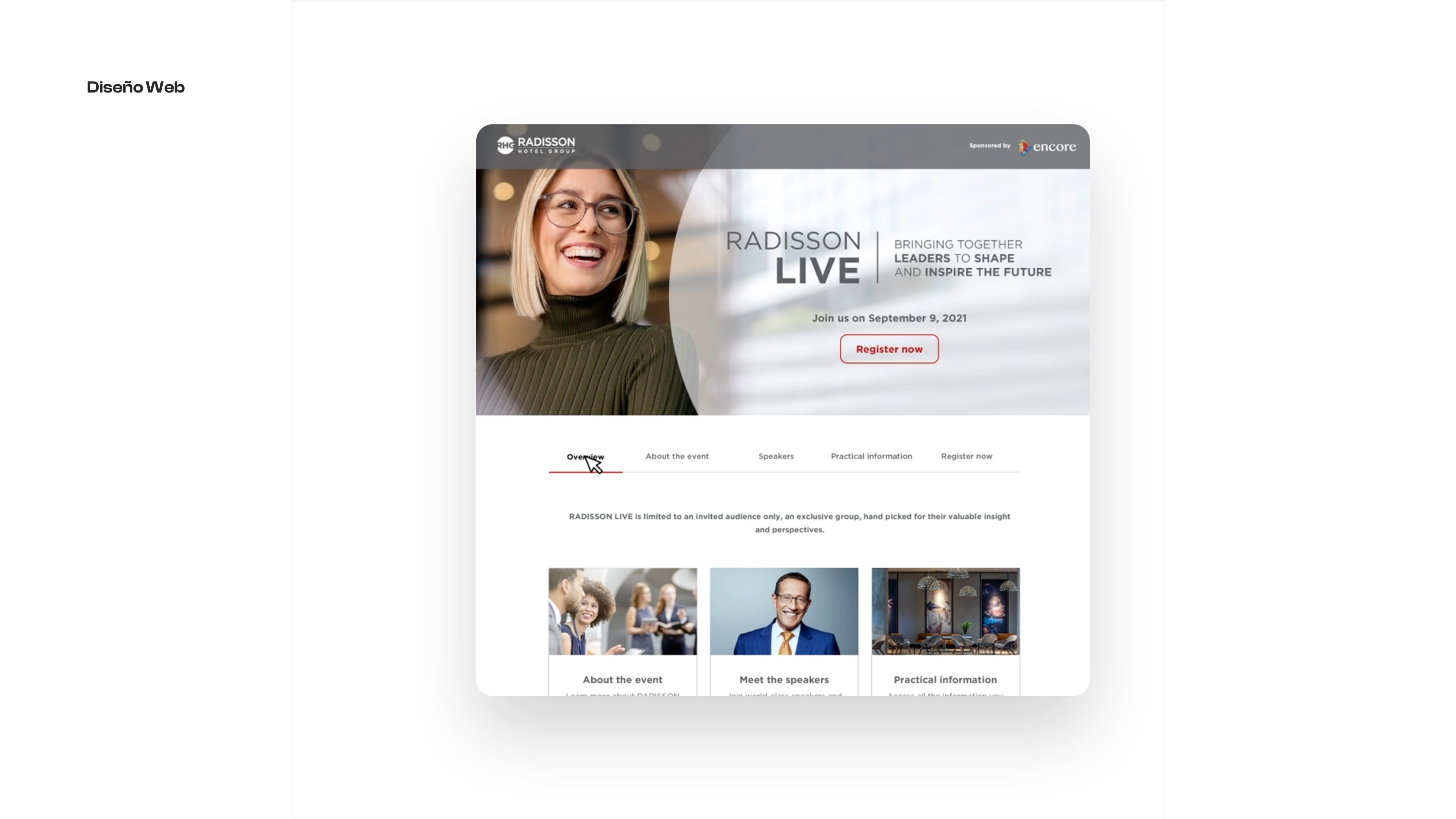 Radisson Live — diseño Web